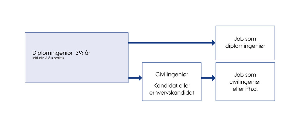 Figur, der illustrerer uddannelsesforløb for diplomingeniøruddannelsen