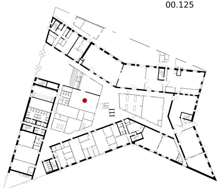 Placering af forsøgsområdet, lokale 00.125, på Navitas.